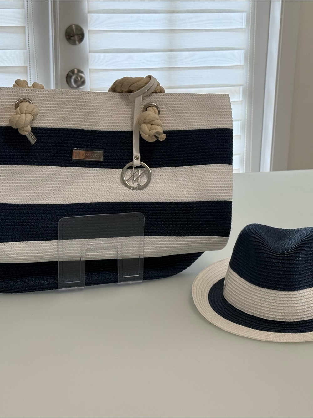 Nautica Navy & White Striped Tote Bag